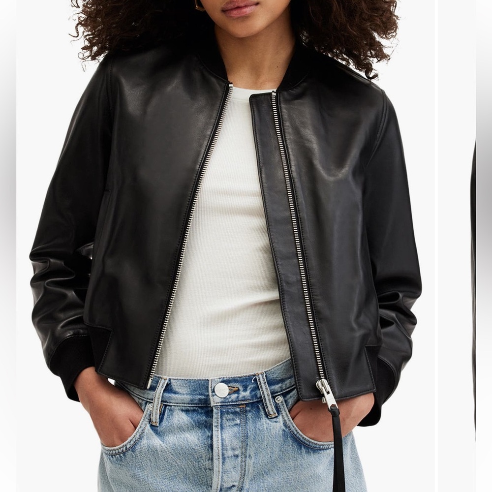 All Saints Orten Leather Bomber Jacket